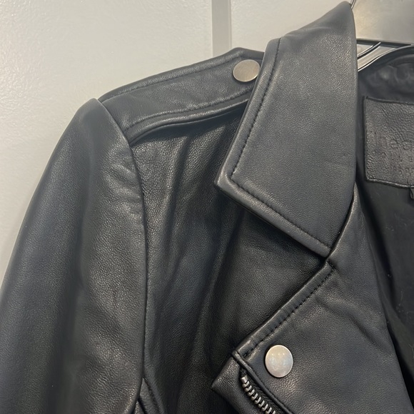 Linea Pelle Collection black leather biker jacket XS perfect condition - Picture 5 of 8